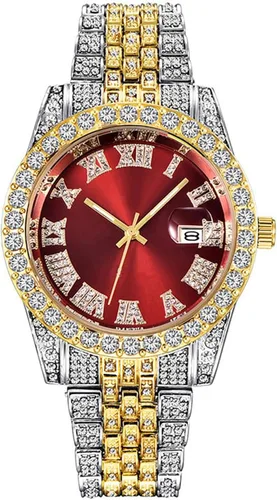 Vista 6 de SENRUD Reloj de pulsera analógico de cuarzo con diamantes de imitación de cristal para hombre