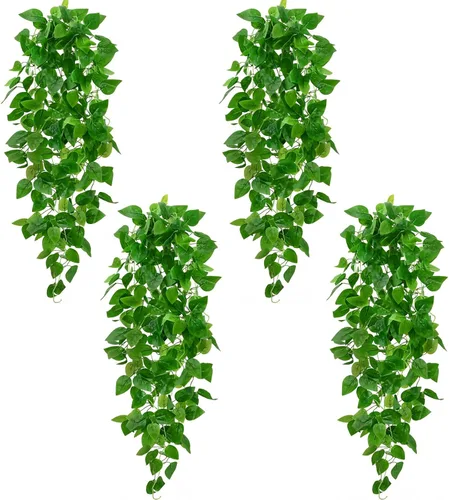 Vista 16 de BLEUM CADE Plantas colgantes falsas, 2pcs plantas colgantes artificiales en maceta, enredaderas de mandala falsas, plantas colgantes vegetación
