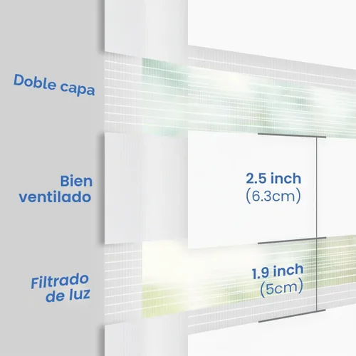 Vista 5 de Foiresoft - Persianas inalámbricas de cebra, tamaño personalizado, para día y noche, doble capa [básico inalámbrico, blanco]