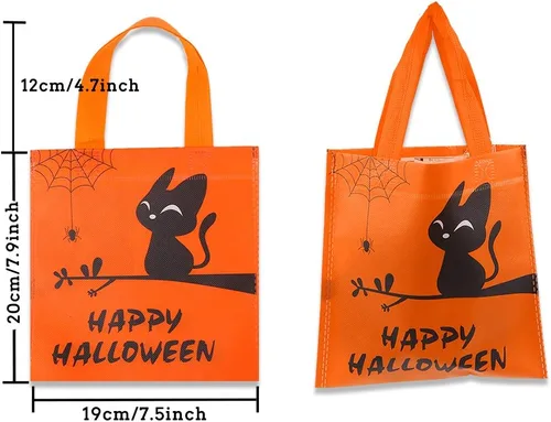 Vista 4 de CCINEE 24 bolsas no tejidas para golosinas, 8 bolsas de fiesta con patrón de Halloween, bolsas de fiesta con asas para niños, suministros de regalo