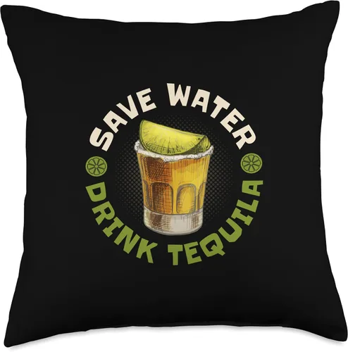 Vista 4 de Enjoying A Strong Alcoholic Drink Made In Mexico Save Water and Drink Alcohol Tequila - Almohada de 16 x 16 pulgadas, multicolor
