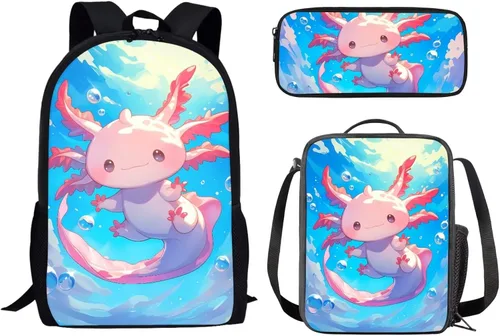 Vista 11 de Paquete de 3 bolsas escolares con estampado de bandera estadounidense para niños, mochila de gran capacidad para laptop, con cremallera, estuche