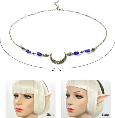 Vista 4 de FRESHME Juego de orejas de elfo con tocados de hada, 2 pares de accesorios suaves para el cabello de orejas y luna, kit de accesorios