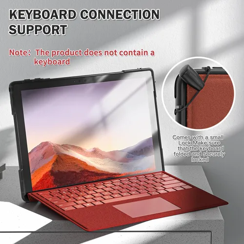 Vista 6 de BRAECNstock Funda protectora resistente a prueba de golpes para Microsoft Surface Pro 7+ Plus, 7, 6, 5, 4 pulgadas, con correa de mano y soporte