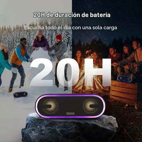 Vista 7 de DOSS SoundBox Pro+ P300 Altavoz Bluetooth con sonido estéreo de 40 W, graves adicionales, IPX6 a prueba de agua, emparejamiento TWS, diversos
