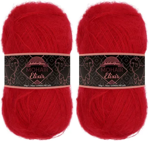 Vista 45 de JubileeYarn Mohair Elixir Yarn - 50g/Skein Baby Wool Blend - Cosmopolitan - 1 Skein