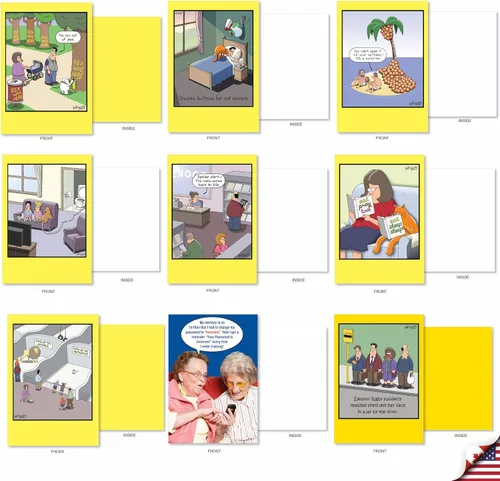 Vista 5 de NobleWorks - Caja de 36 tarjetas de felicitación en blanco divertidas surtidas con sobres, paquete variado de humor mixto - Amistad para hombres