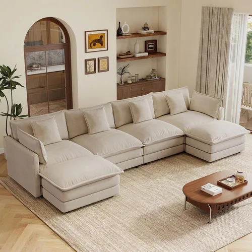Vista 30 de GNIXUU Sofá de dos plazas blanco beige de 76 pulgadas, sofá de dos plazas