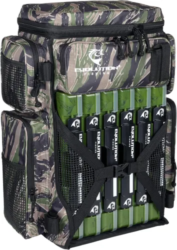 Vista 14 de Mochila para aparejos de pesca Evolution Drift Series, mochila de camping con 6 bandejas para aparejos de pesca, resistente