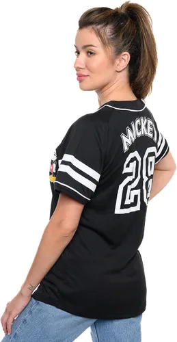 Vista 7 de Disney Mickey Mouse Stitch Jack Skellington - Camiseta para mujer, con botones frontales, talla grande