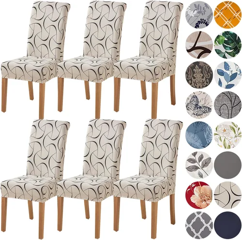 Vista 36 de HZDHCLH Juego de 4 fundas para sillas de comedor color burdeos, fundas elásticas de elastano para sillas Parsons, paquete de 4, fundas de asiento