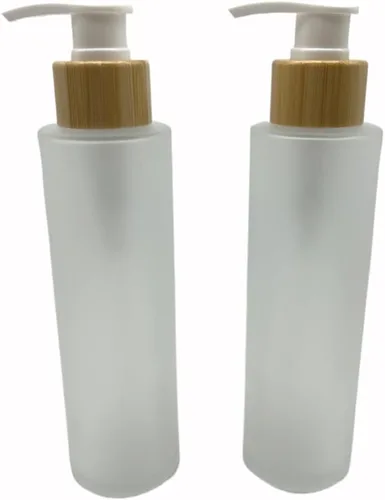 Vista 8 de 2 botellas de vidrio esmerilado rellenables vacías de 8.5 fl oz/8.3 onzas, contenedor de botellas de almacenamiento con cabezal de bomba de tornillo