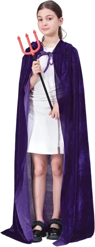 Vista 7 de DNQCOS Ponchos unisex con capucha de longitud completa, de terciopelo, disfraces de Halloween, capa de bruja