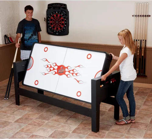 Vista 2 de Fat Cat 3-in-1 6' Flip Multi-Game Table Campo de juego de tela azul