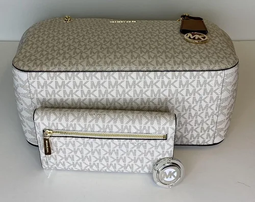 Vista 5 de Michael Kors MICHAEL Michael Kors Jet Set - Cartera de viaje con cadena grande para el hombro, bolsa de viaje triple