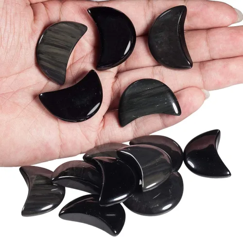 Vista 4 de SUNYIK Paquete de 4 piedras de bolsillo de luna, piedra de preocupación pulida con cristal curativo para meditación Reiki, ansiedad, estrés
