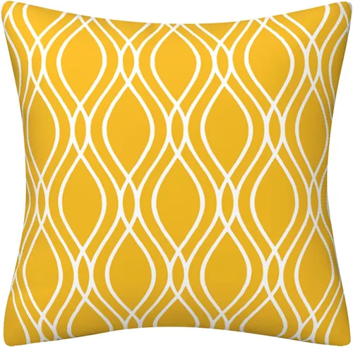 Vista 5 de Drmstow Juego de 4 fundas de almohada amarillas de 18 x 18 pulgadas, modernas, decorativas, geométricas, para exteriores, sofá, sala de estar