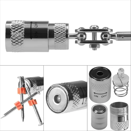 Vista 9 de Selector flexible tipo garra con luz LED, espejo de inspección telescópico con luz LED, recogedor telescópico con luz LED, alicates de uñas