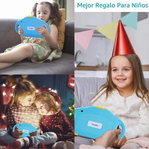 Vista 7 de Tablet para niños pequeños Tablet Android para niños con WiFi doble cámara 1GB 32GB almacenamiento 1024 x 600 pantalla táctil modo de control Rosa