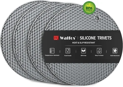 Vista 35 de Walfos Salvamanteles grandes de silicona de 16 x 12 pulgadas, salvamanteles para ollas y sartenes calientes, resistentes al calor, almohadillas