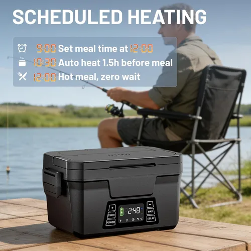 Vista 3 de Carsolt Lonchera eléctrica inalámbrica para adultos, lonchera térmica recargable de 1.2 L para hombres con control de aplicación, calentador