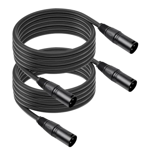 Vista 8 de Paquete de 2 cables de micrófono XLR macho a macho de 3 pines, cable de audio equilibrado profesional con cobre sin oxígeno, conectores chapados