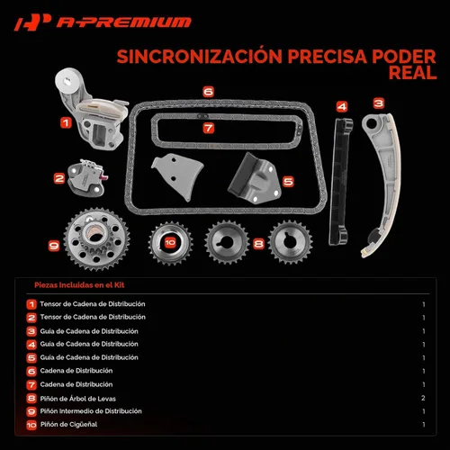 Vista 3 de A-Premium Kit de cadena de distribución del motor con piñón y más [compatible con DOHC, 4Cyl 1.8L 2.0L 2.3L] Compatible con Chevy Tracker 99-03