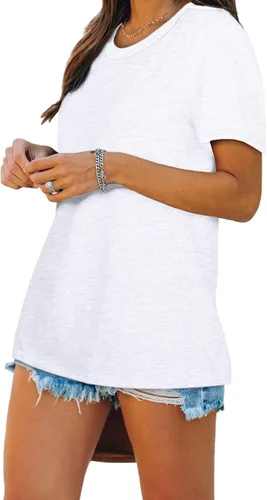 Vista 4 de Jescakoo Tops de verano para mujer cuello redondo ajuste holgado suaves