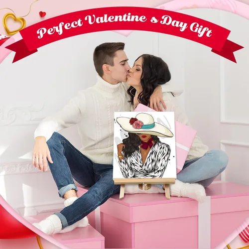 Vista 7 de Zhanmai Kit de 112 Piezas para Beber y Pintar para Adultos Noche de Cita Kit de Pintura de Lienzo Predibujado para Parejas Arte de Pintura en Lienzo