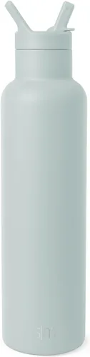 Vista 8 de Simple Modern Botella de agua con tapa de pajita de boca estrecha, termo de metal aislado al vacío, de acero inoxidable, reutilizable, a prueba