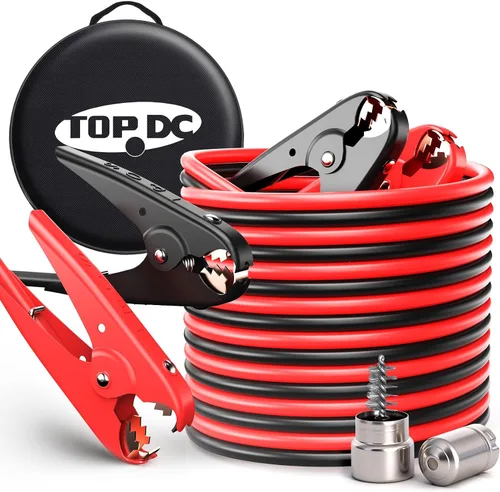 Vista 13 de TOPDC Cables de puente resistentes de 1000 amperios para batería de automóvil, cables resistentes para camiones diesel, kit de cables de puente
