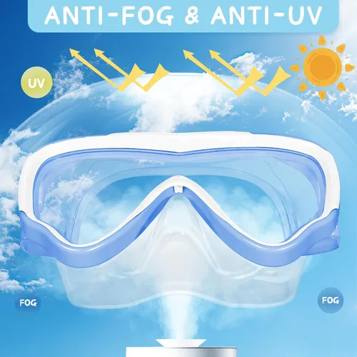 Vista 2 de Water Space Gafas de natación para niños con cubierta de nariz para niños y jóvenes de 3 a 15 años, lentes antiroturas con protección UV, sin fugas