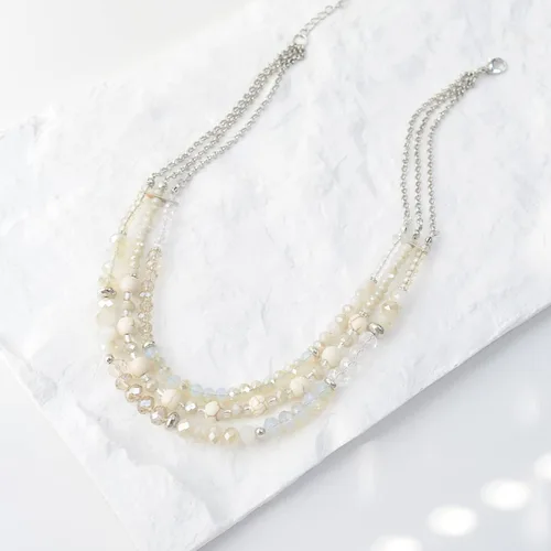 Vista 4 de Collar a capas con cristal para mujer, gargantilla con cadena de plata gruesa, regalo de cumpleaños para mujer