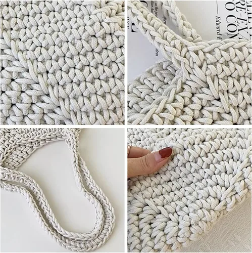 Vista 5 de ZMWL Bolsa de paja tejida para la playa para mujeres y niñas, bolso bohemio de verano, bolso cruzado de vacaciones, bolsa de ratán, bolsa de viaje