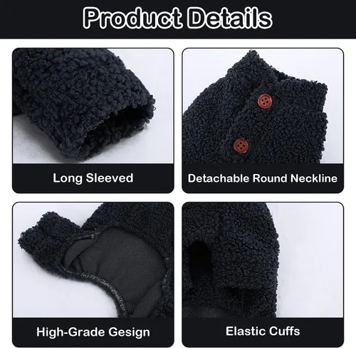 Vista 7 de Pijamas de forro polar para perros pequeños, ropa de cachorro de 4 patas para perro, pijamas para perros pequeños para otoño e invierno, ropa cálida