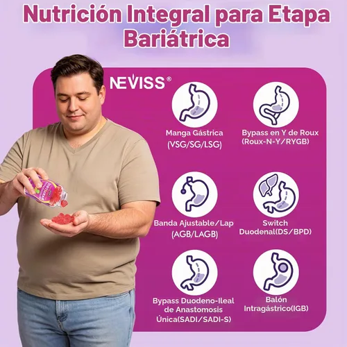 Vista 3 de NEVISS Bariatric Multivitamin with 45mg Iron Gummies for Women Men 120Ct