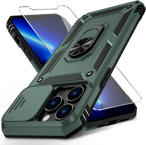 Vista 7 de Vinve para iPhone 13 Pro Max Funda con cubierta deslizante para lente, protector de pantalla HD, protección contra caídas de grado militar, soporte