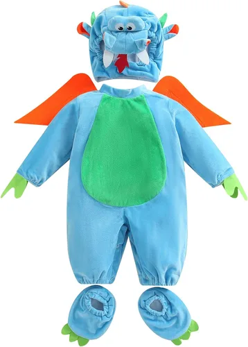 Vista 4 de Disfraz de Halloween para niños y niñas de dibujos animados, dinosauriolangosta para niños, disfraz de cosplay de animales para la nieve
