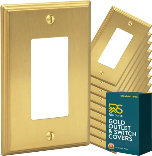 Vista 39 de Rio Salto BRASS Deco Collection - Placa de pared ciega de metal dorado de tamaño estándar, cubierta de salida resistente a la corrosión
