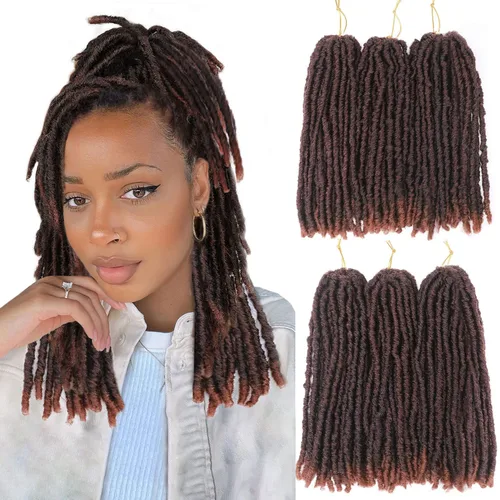 Vista 14 de WIGNEE Cabello de Ganchillo 120 Hebras Locs Sintéticos 8 Pulgadas Locs Suaves Pre-Trenzados 6 Paquetes Cabello de Ganchillo Pre-Anudado para Mujeres