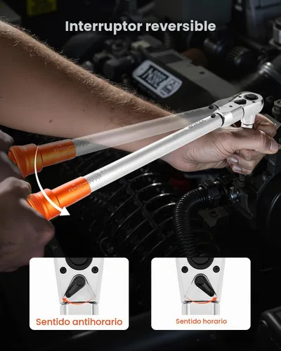 Vista 6 de VEVOR Llave dinamométrica ajustable de 1/2 pulgada de transmisión, 20-160 pies-libra/27.1-216.8 Nm, extremo abierto de 38 mm, llave dinamométrica