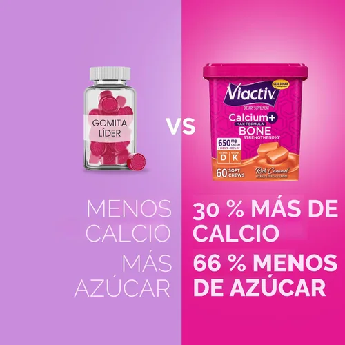 Vista 5 de Viactiv Suplemento de calcio + vitamina D3 masticables suaves, caramelo, 60 masticables - Suplemento dietético de calcio para la salud ósea