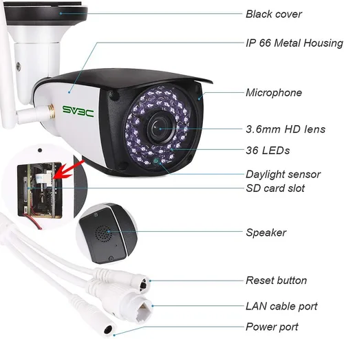 Vista 7 de 【Paquete de 2】 Cámaras de seguridad WiFi para exteriores, SV3C 1080P cámara IP de audio bidireccional, cámara de vigilancia exterior compatible