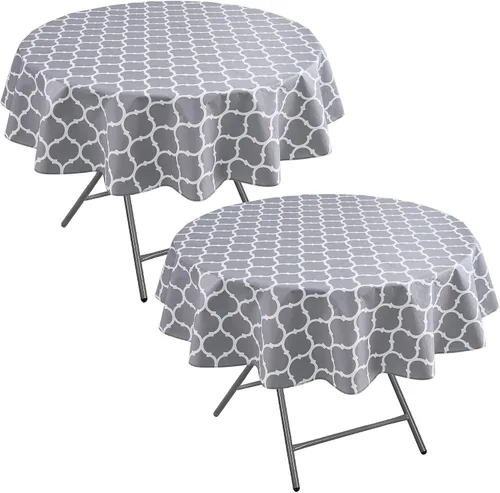 Vista 22 de Nasitos Paquete de 2 Manteles de Vinilo Cuadrado 54x54 Pulgadas - Beige, Manteles de Mesa de Cartón Impermeables y Resistente al Aceite, Manteles