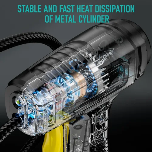 Vista 4 de Inflador de neumáticos, compresor de aire portátil, bomba automática de neumáticos de 150 PSI con linterna LED con manómetro digital
