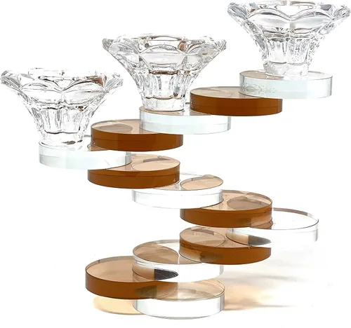 Vista 8 de Allgala Candelabro de cristal con diseño artístico de 3 tazas estilo bonsái - negro HD89132