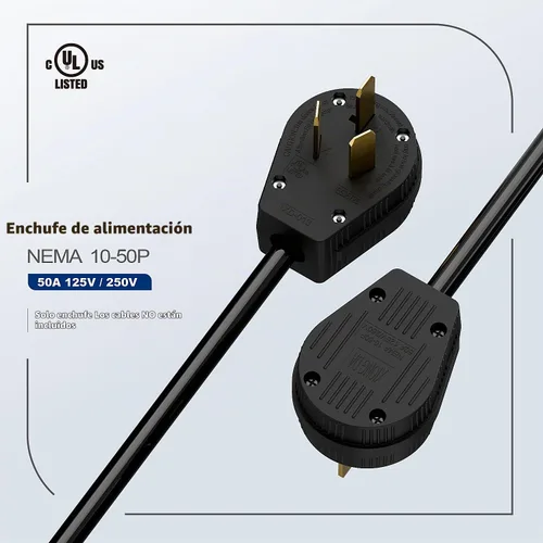 Vista 4 de NEMA 10-50P 50A 125/250V Secadora Ángulo de Rango Enchufe LK3351 3-pole grounding straight blade plug; UL94-V0 nylon housing, fits up to 8AWG 3C