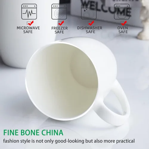 Vista 4 de Chulan Tazas de Café de Porcelana Fina de Hueso Blanca Delgada con Más del 45% de Contenido de Hueso 10 oz, Tazas de Porcelana Ligeras para Espresso