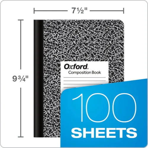 Vista 3 de Oxford Cuaderno de Composición, Papel con Reglas Universitarias, 9-3 / 4 "x 7-1 / 2", Cubiertas de Mármol Negro, 100 Hojas, 1 Libro (63796)