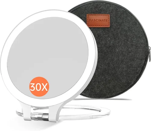Vista 19 de FASCINATE Espejo de Aumento 10X 1X de Doble Cara con Magnificación Espejo de Tocador para Maquillaje Espejo Iluminado Recargable con 3